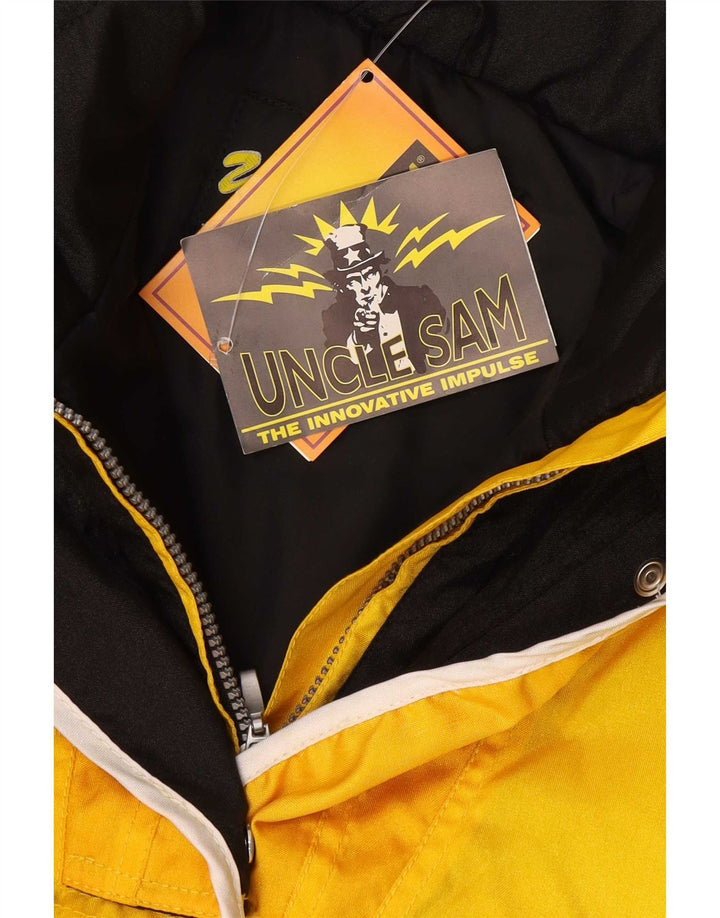 Veste matelassée surdimensionnée pour femme Oncle Sam UK 10 Small Yellow Colourblock