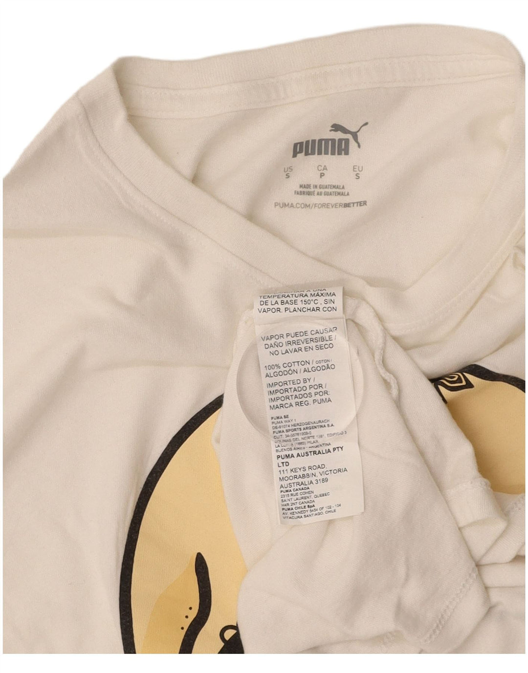 PUMA T-Shirt Graphique Homme Petit Blanc Cassé Coton