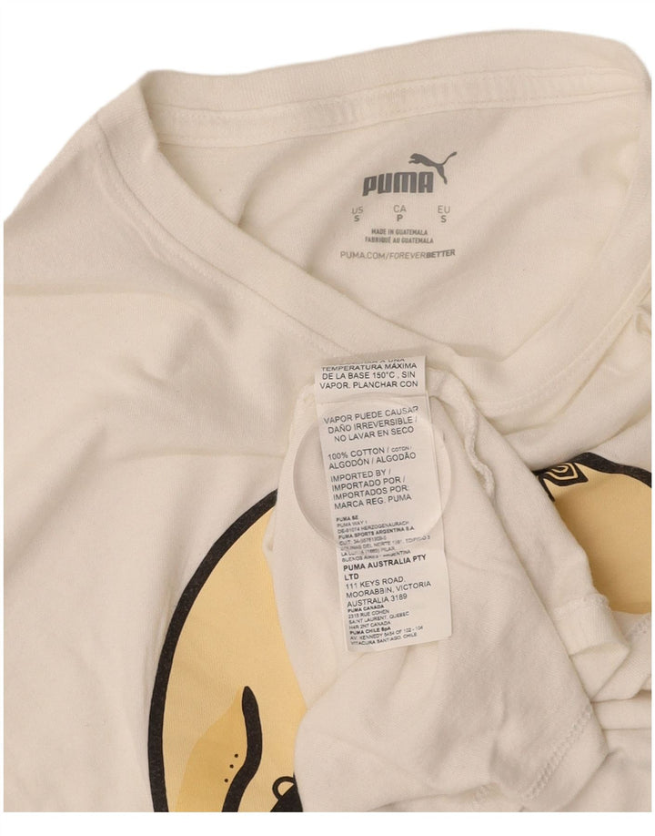 PUMA T-Shirt Graphique Homme Petit Blanc Cassé Coton