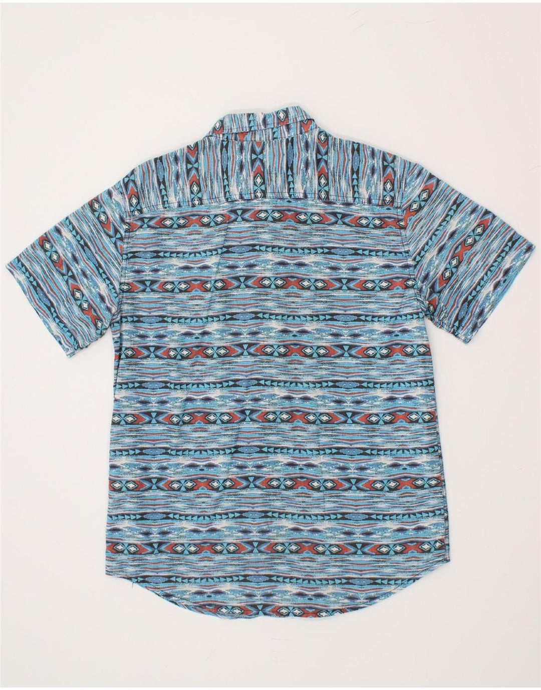 VINTAGE Chemise à manches courtes pour homme en coton rayé bleu moyen