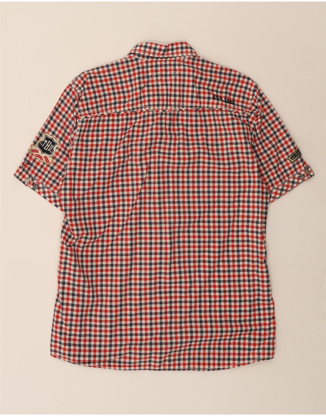 TOMMY HILFIGER Chemise à Manches Courtes Heritage Homme XL Rouge à Carreaux Coton