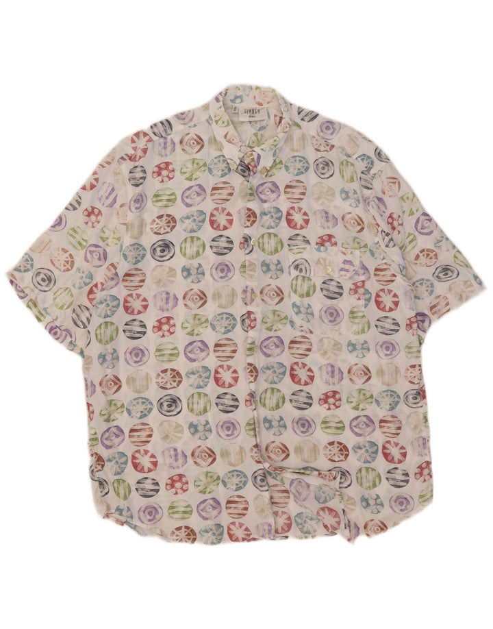 Giunco Chemise à manches courtes pour hommes Taille 42 16 1/2 Grand Géométrique multicolore