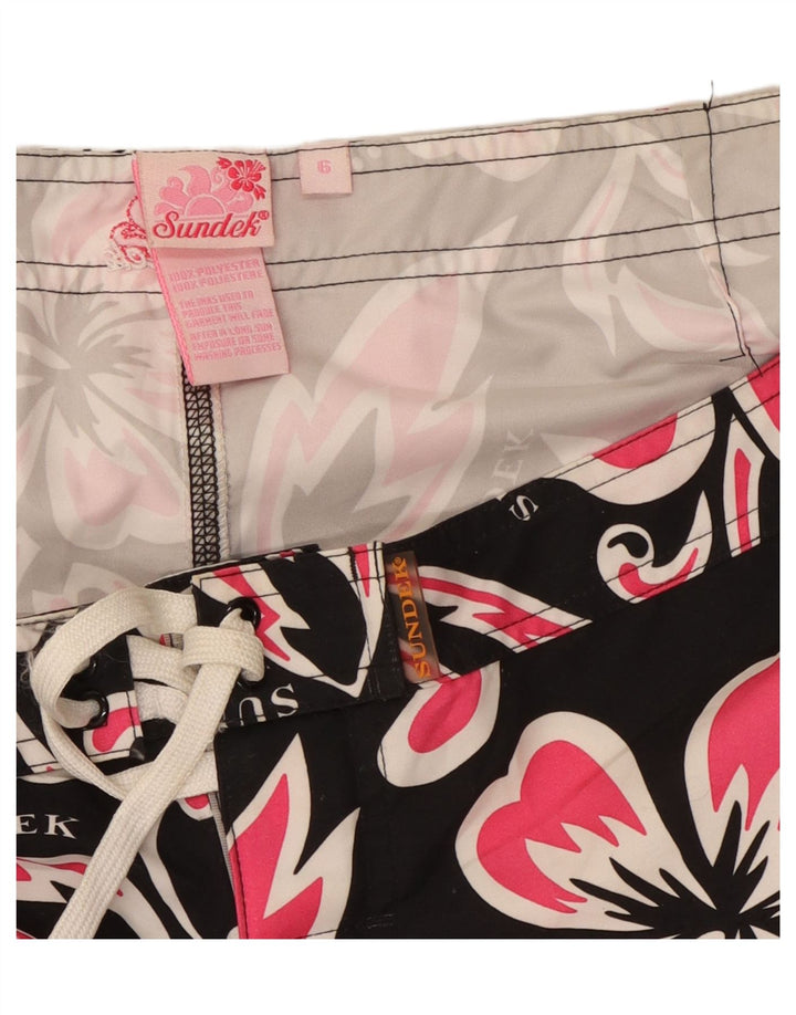 SUNDEK Short de bain pour femme US 6 Medium Noir Floral Polyester