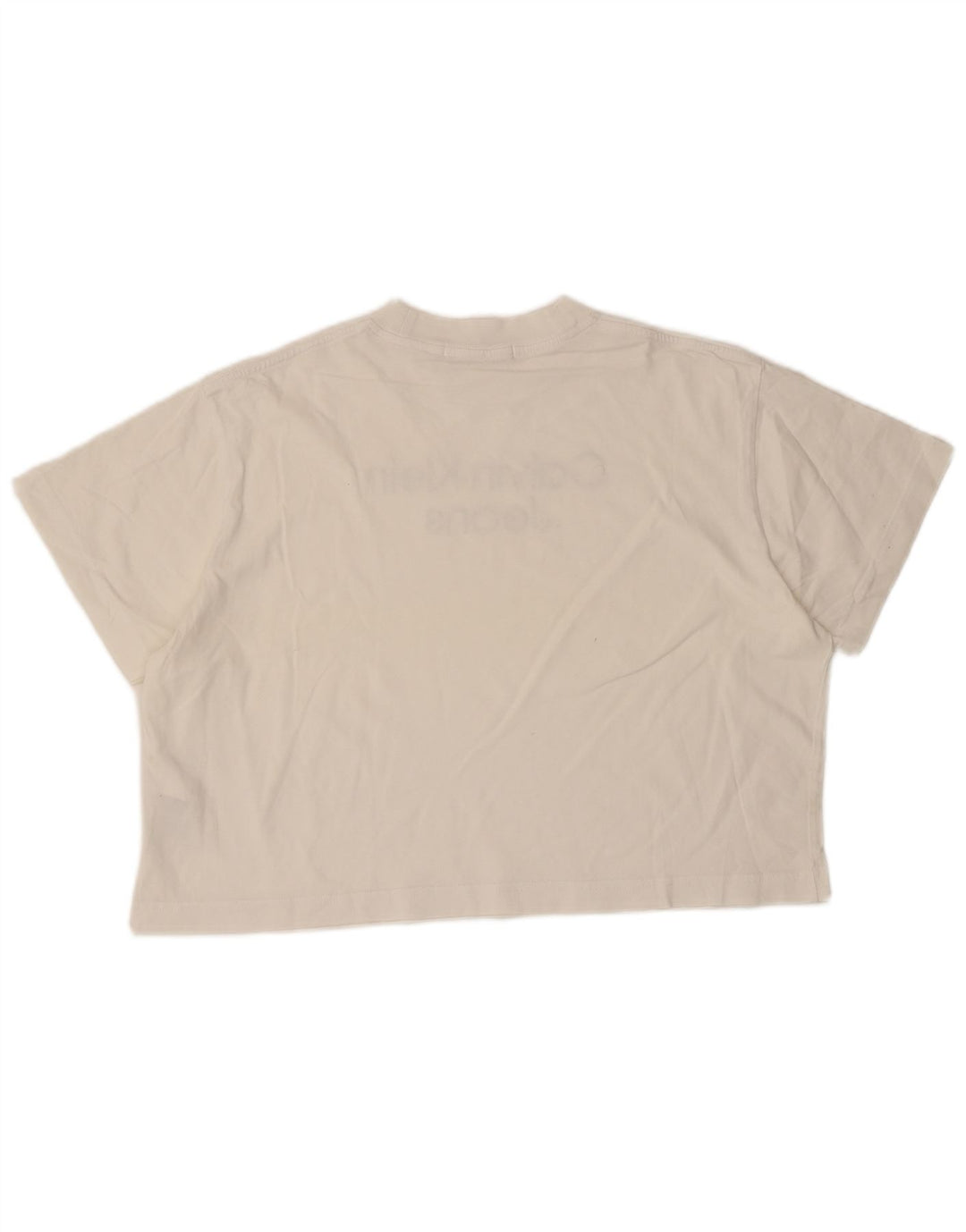 Calvin Klein Jeans T-shirt court graphique pour femme UK 14 Blanc moyen