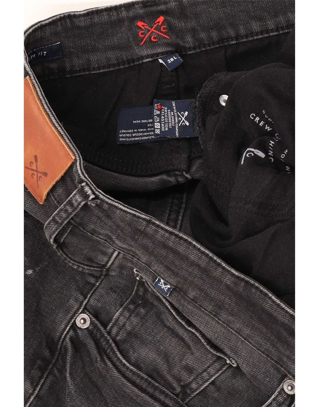 Crew Clothing Jean Slim Homme W38 L33 Gris Coton