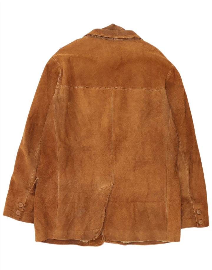 vintage Mens 3 Bouton Daim Blazer Veste UK 40 Grand Cuir Marron