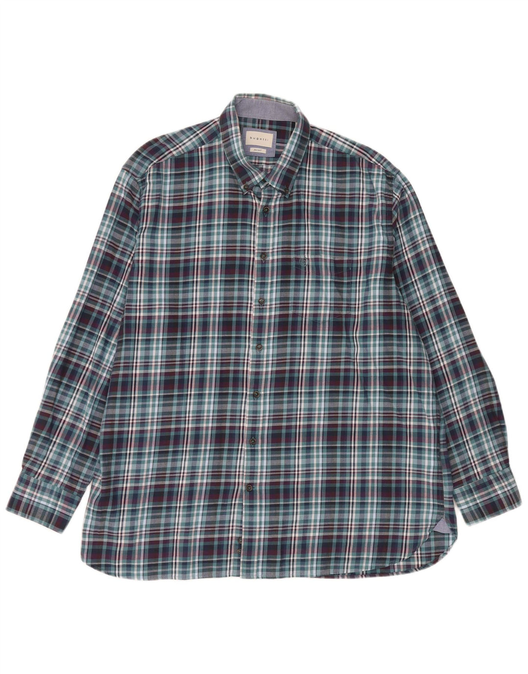 Bugatti Chemise en flanelle pour homme Taille 45/46 2XL Coton à carreaux bleus