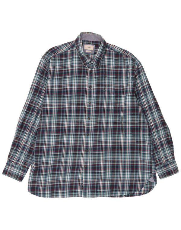 Bugatti Chemise en flanelle pour homme Taille 45/46 2XL Coton à carreaux bleus