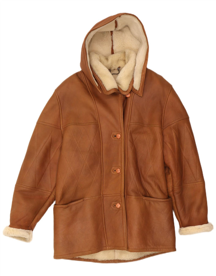 Conbipel Manteau à capuche en peau de mouton pour femme IT 42 Marron moyen