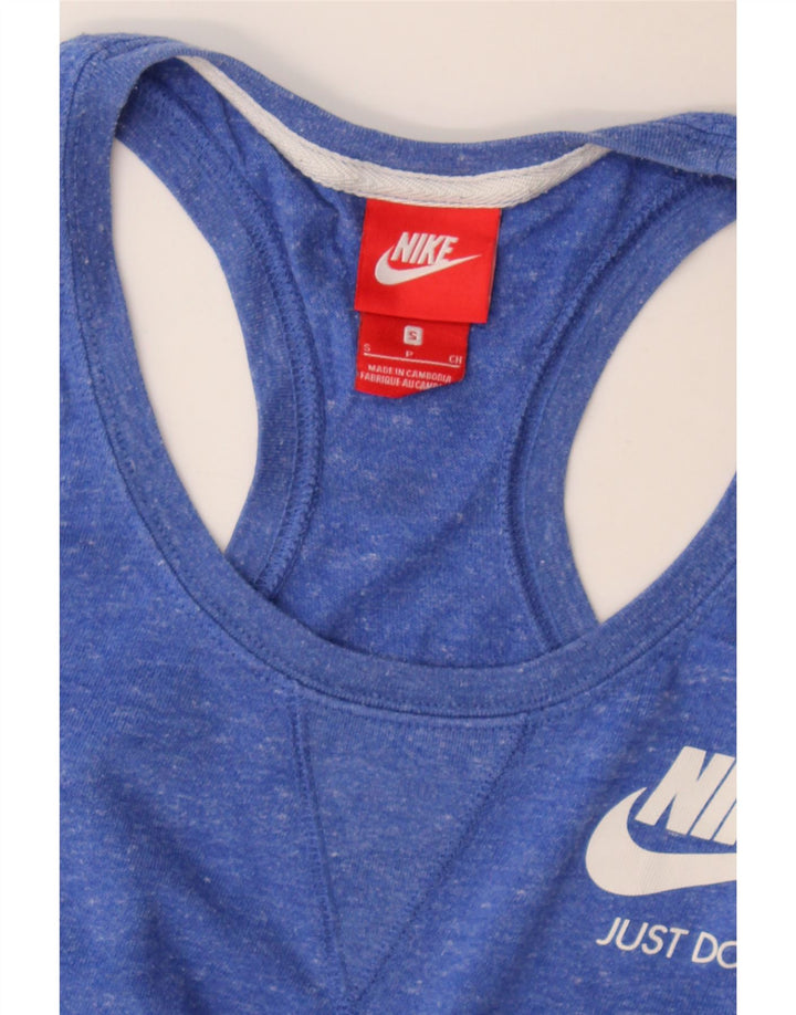 Nike Débardeur Femme UK 10 Petit Bleu Moucheté