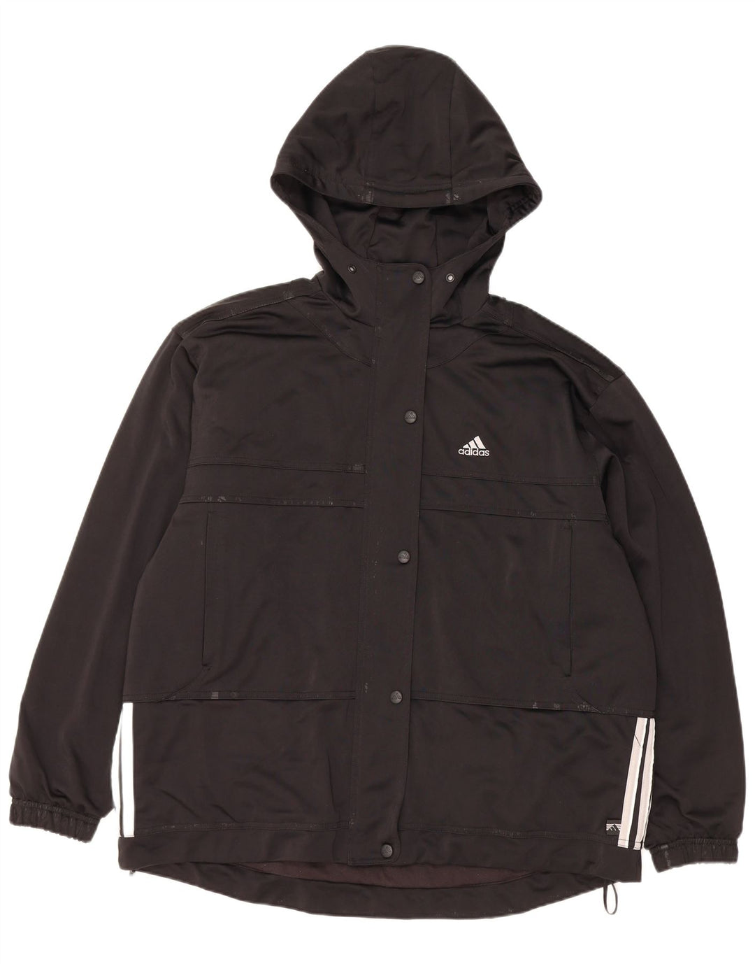 ADIDAS Veste de survêtement à capuche surdimensionnée pour femme UK 14 Large Noir