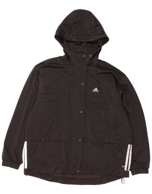 ADIDAS Veste de survêtement à capuche surdimensionnée pour femme UK 14 Large Noir