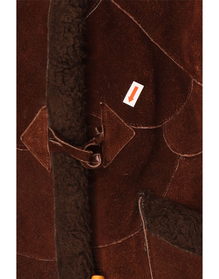 VINTAGE Veste en peau de mouton femme UK 14 Marron moyen