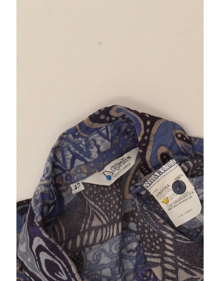 Dolomiten Chemisier à manches courtes pour femme IT 47 Large Bleu Patchwork