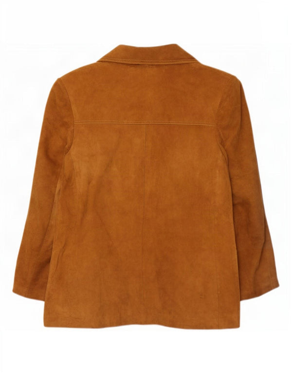 vintage Femme 2 Boutons Blazer En Daim Veste UK 12 Cuir Beige Moyen
