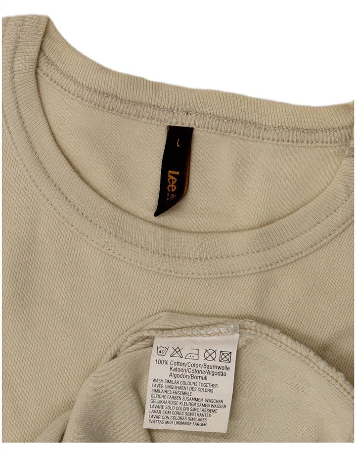 Lee T-Shirt Femme Top UK 14 Large Beige Coton