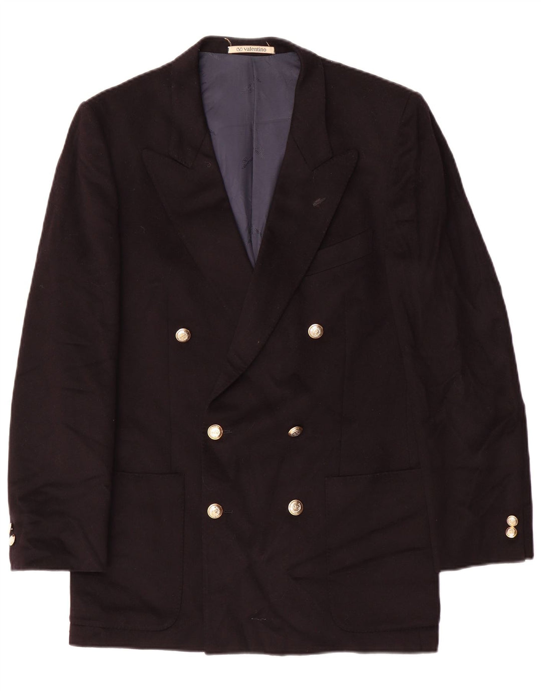 Valentino Veste Blazer Croisée Homme IT 46 Petite Laine Vierge Noire