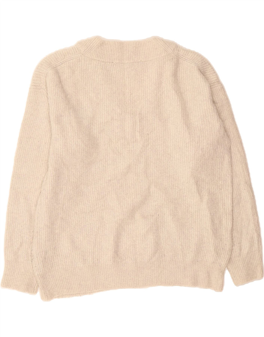 FRENCH CONNECTION Womens V-Neck Jumper Sweater UK 14 Medium Beige Acrylic Vintage French Connection and Second-Hand French Connection from Messina Hembry 