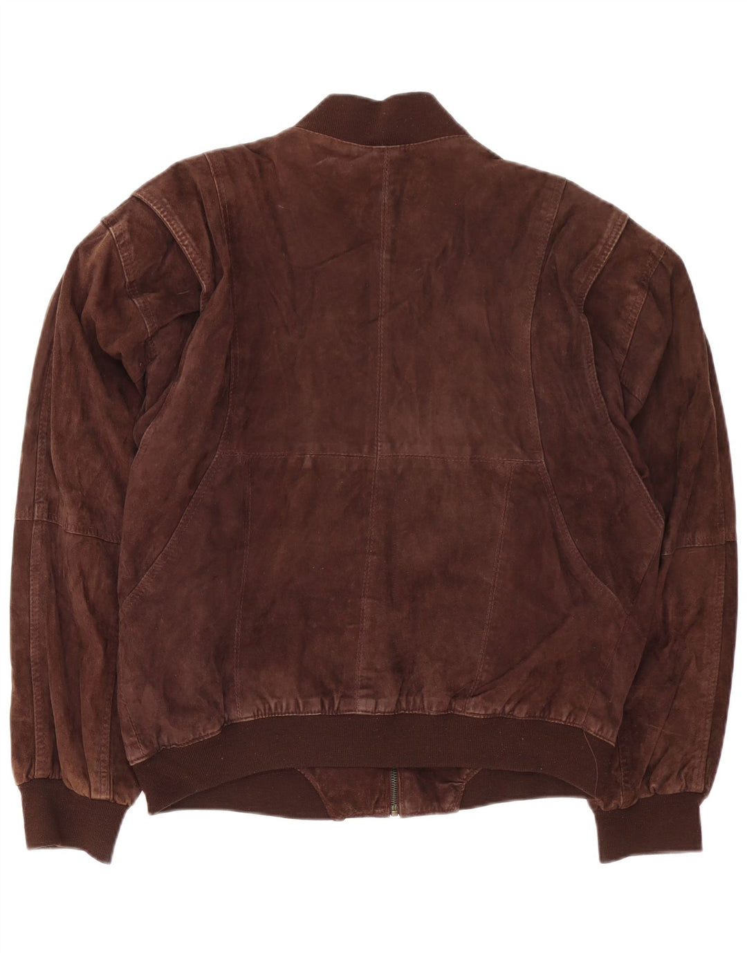 vintage Mens Suede Bomber Jacket UK 42 XL Cuir Marron