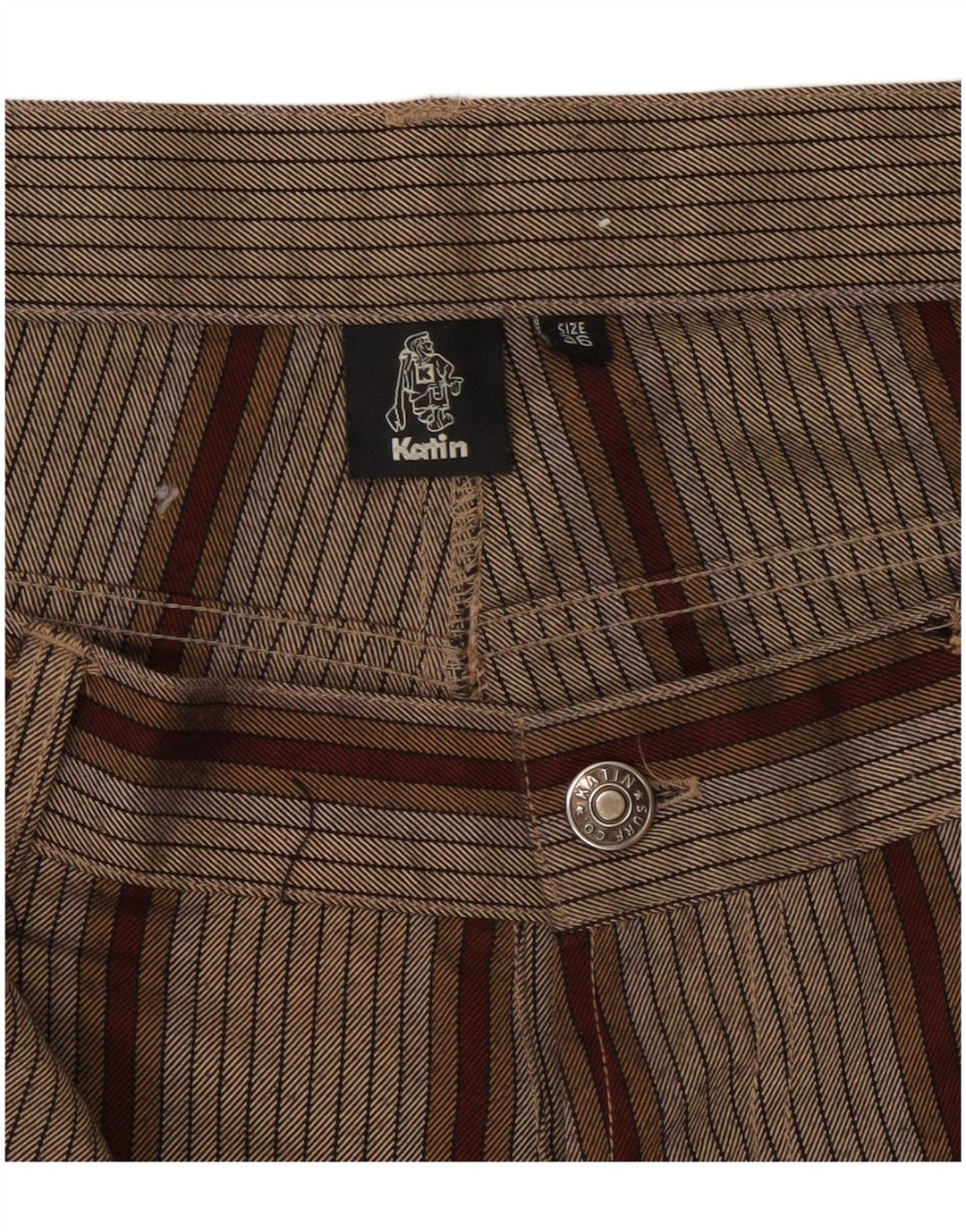 Katin Short décontracté pour homme W36 en polyester à rayures marron