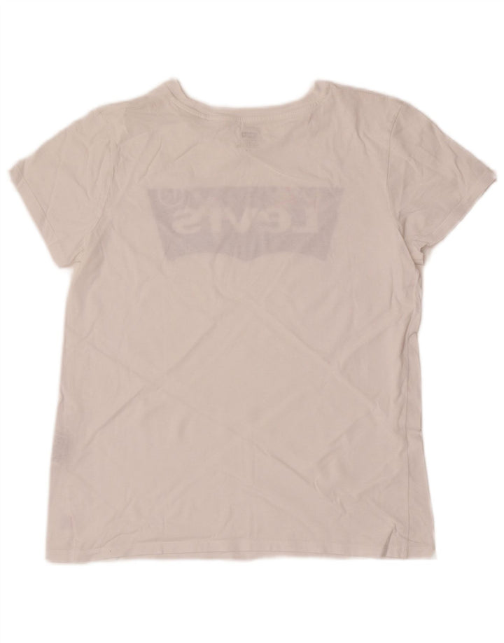 Levi's T-Shirt Graphique Femme UK 12 Coton Blanc Moyen