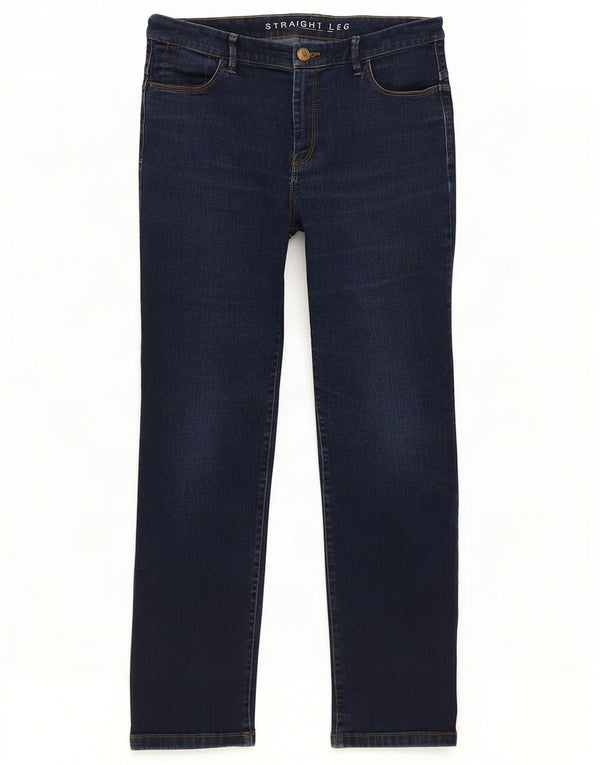 Marks & Spencer Jean droit pour femme UK 14 Large W30 L28 Bleu marine Coton
