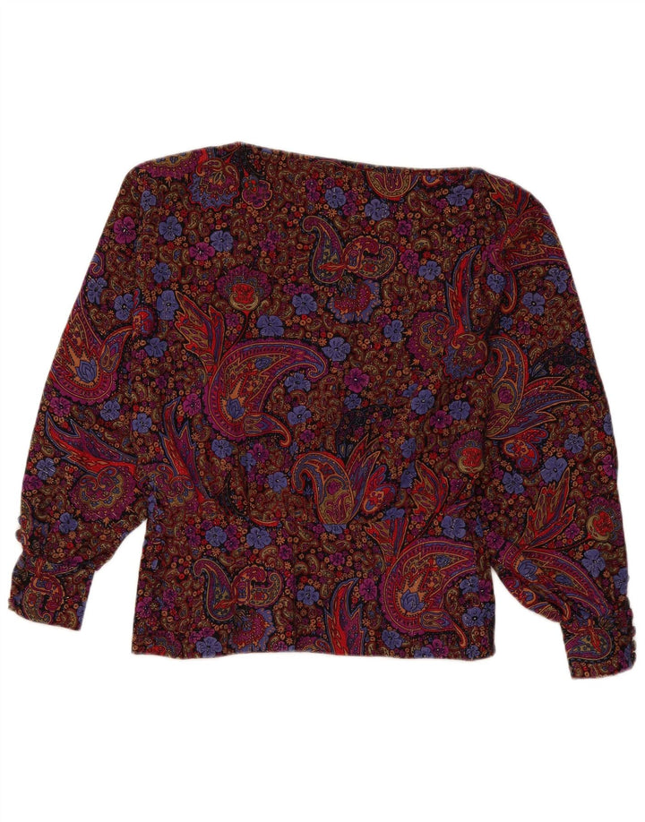 vintage Femme Manches Longues Blouse Top UK 12 Moyen Multicolore Paisley