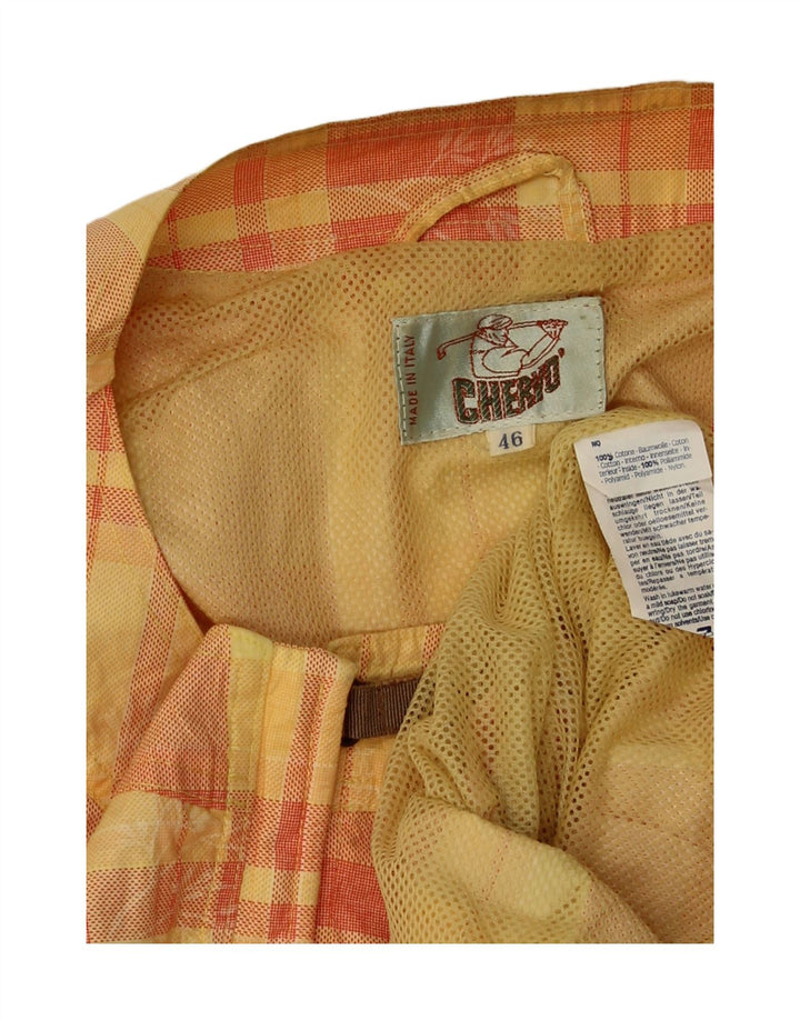 gilet surdimensionné femme vintage IT 46 Grand coton à carreaux jaunes