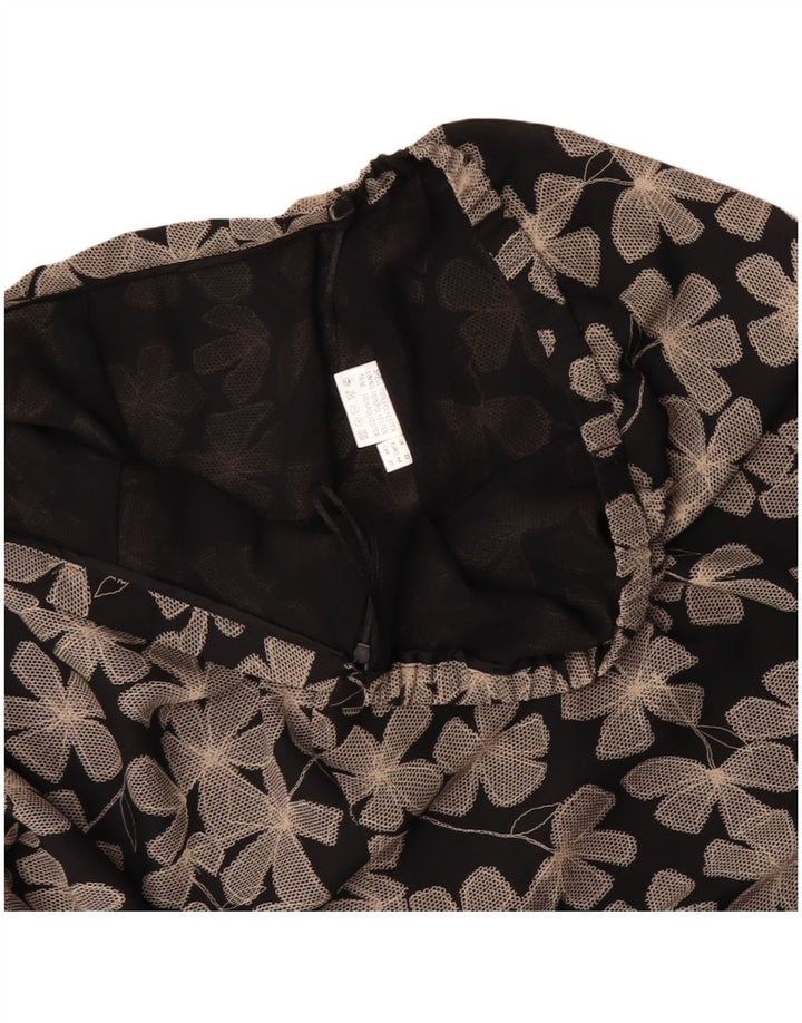 jupe droite femme vintage UK 22 3XL W40 Polyester floral noir