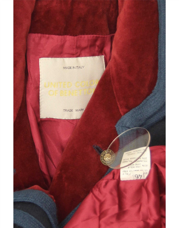 Benetton Veste Blazer 3 Boutons Femme IT 46 Large Bleu Marine Laine