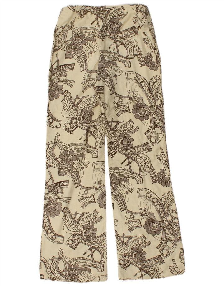 Vintage femmes motif abstrait Bootcut pantalon décontracté W26 L28 Beige
