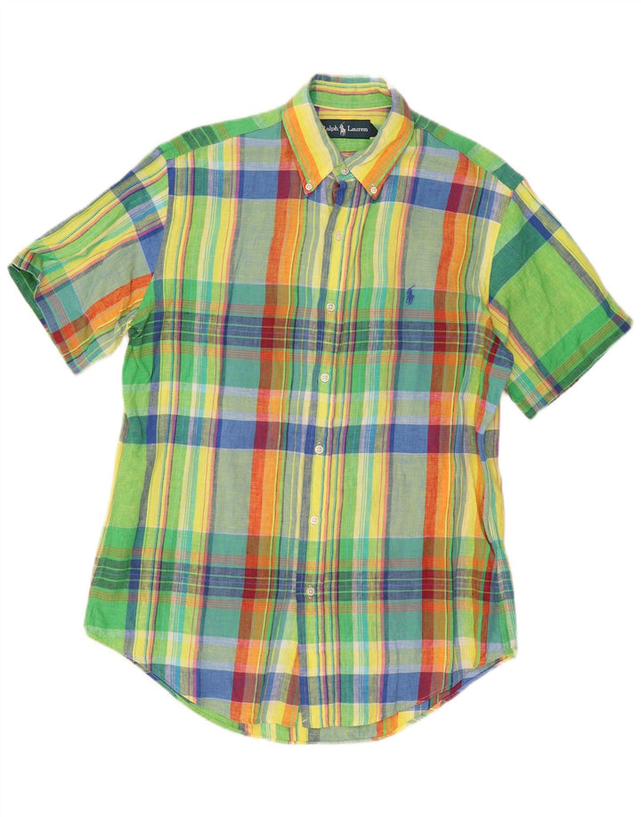 Ralph Lauren Chemise à manches courtes pour homme en lin à carreaux multicolore moyen