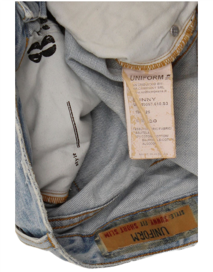 Uniforme Short en jean vieilli pour homme W30 en coton bleu moyen