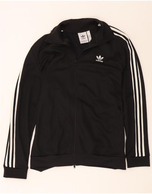 Adidas Womens Tracksuit Top Jacket UK 16 Large Black Polyester