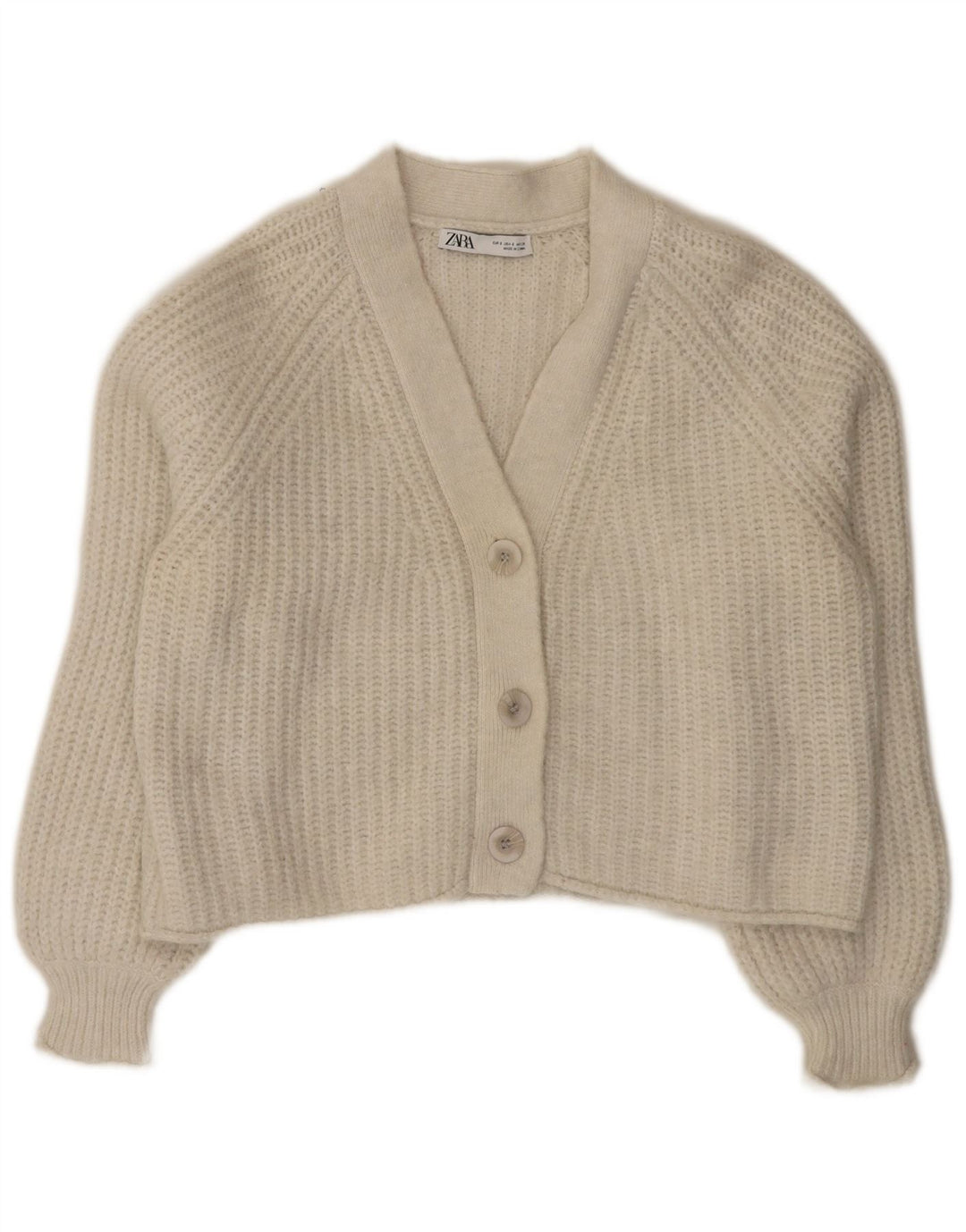 Zara Womens Crop Oversize Cardigan Pull UK 10 Petit Blanc