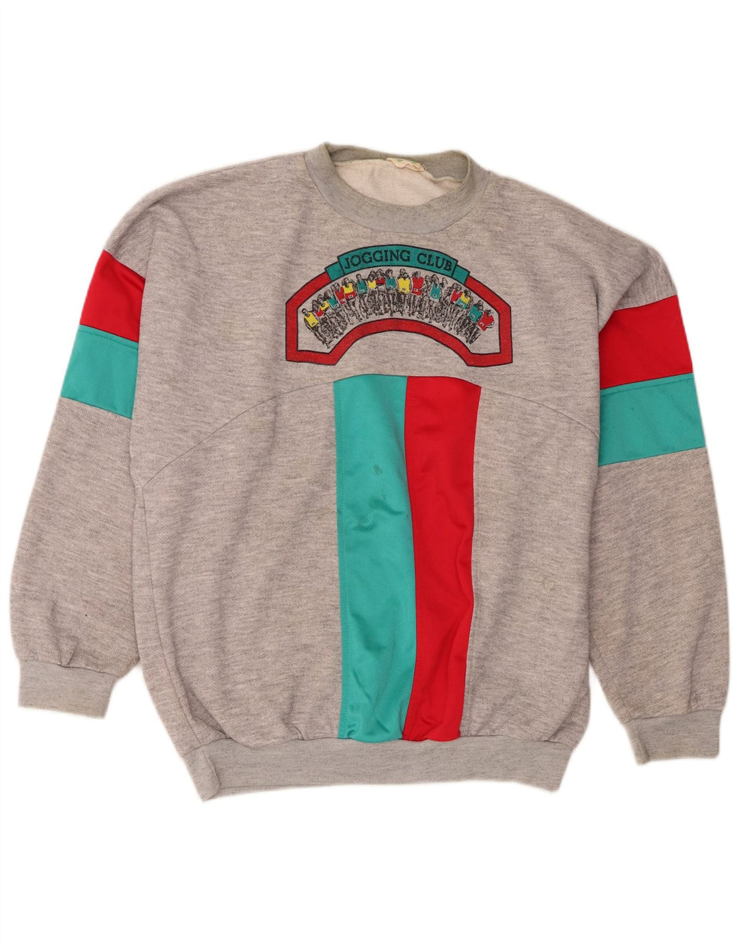 vintage Mens Graphic Sweatshirt Jumper Grand Gris Colorblock