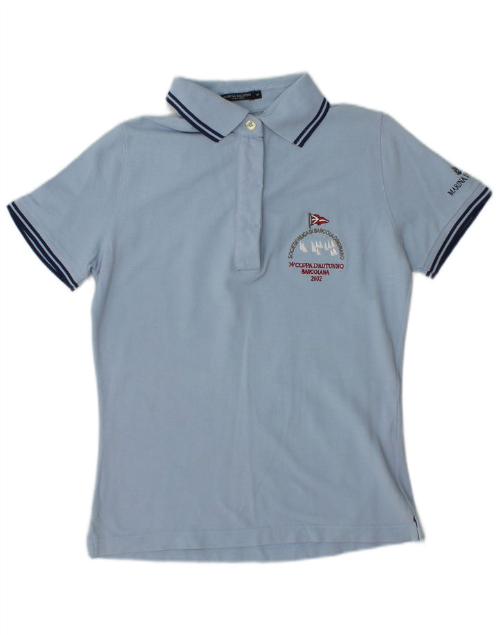 Marina Yachting Polo graphique pour femme UK 10 petit coton bleu