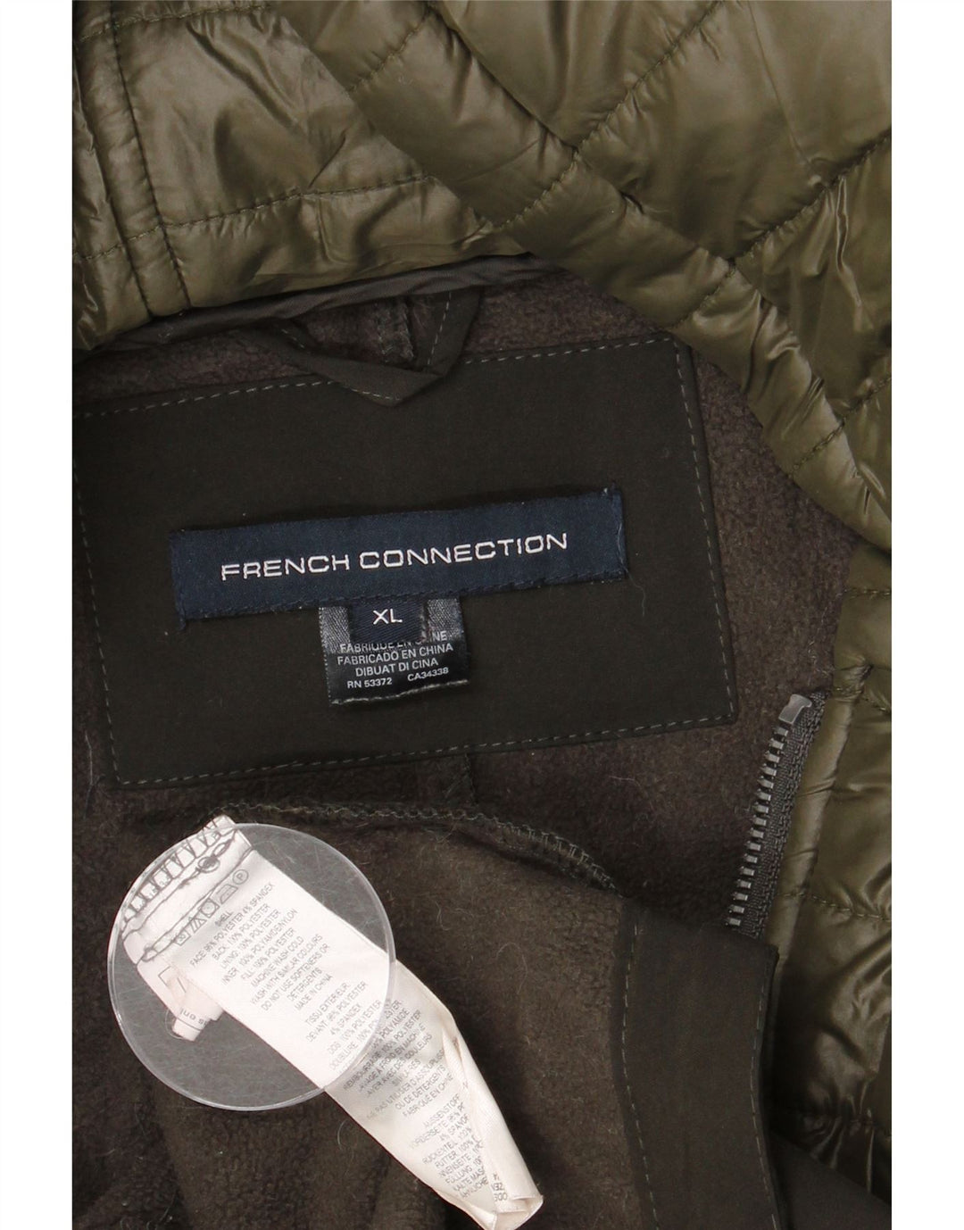 French Connection Pardessus militaire à capuche pour femme UK 18 XL Kaki Polyester