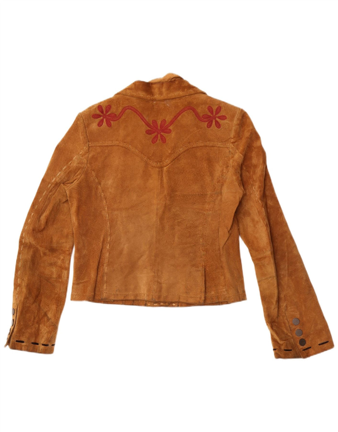 Conbipel Veste Courte En Daim Femme IT 46 Grand Cuir Floral Marron