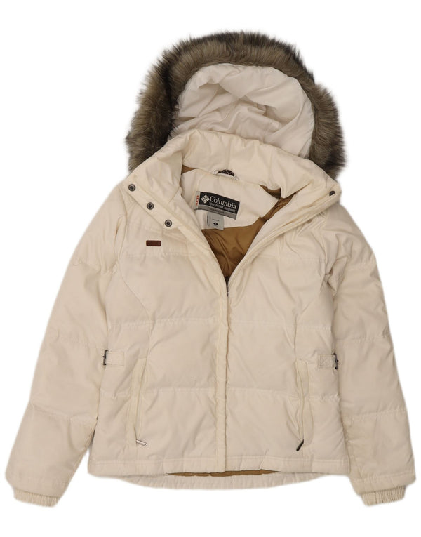 Columbia Veste matelassée surdimensionnée à capuche pour femme UK 10 Small Blanc Polyester