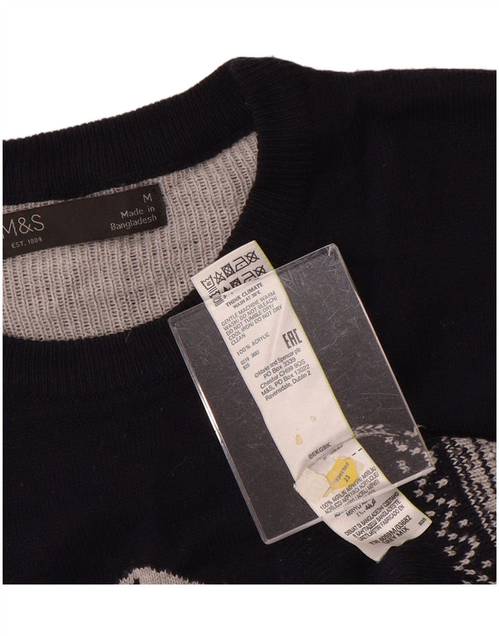 Marks & Spencer Pull Col Ras du Cou Homme Gris Moyen Colorblock