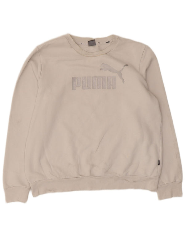 Puma Mens Graphic Sweatshirt Jumper Large White Cotton
