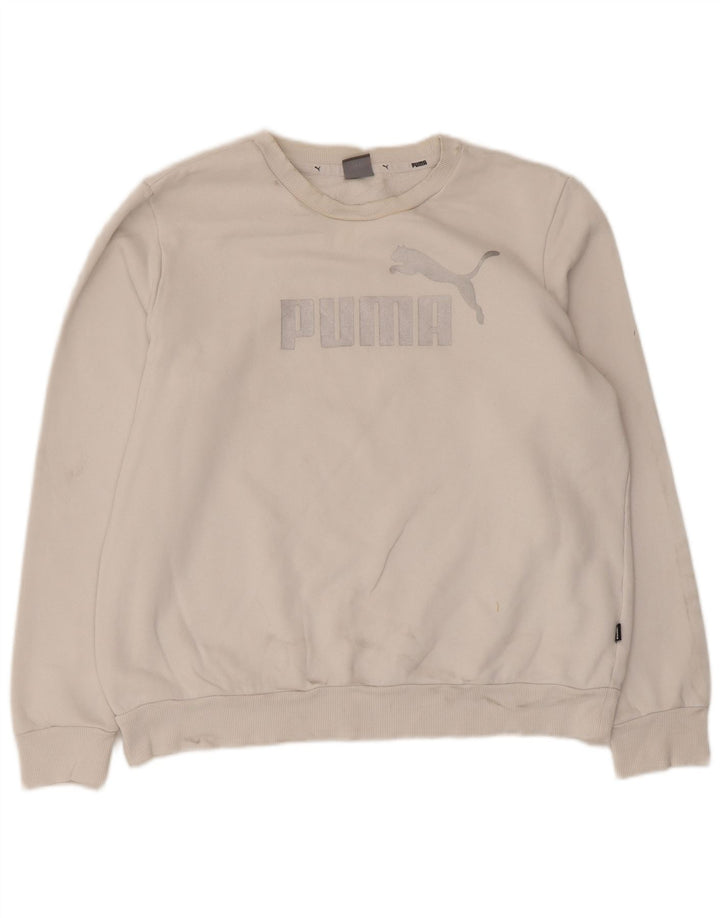 Puma Sweat-shirt graphique pour homme en coton blanc Taille L