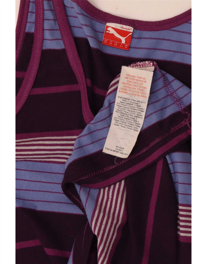Puma Débardeur Femme UK 46 Large Multicolore Rayé Polyester Sports