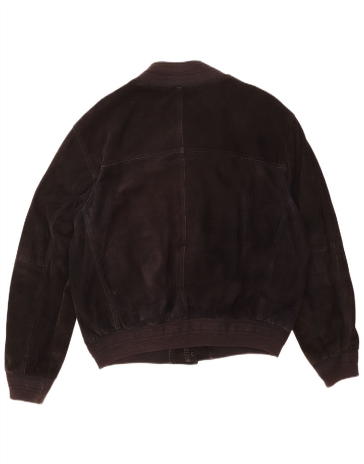 vintage Homme Daim Bomber Jacket IT 50 Grand Noir