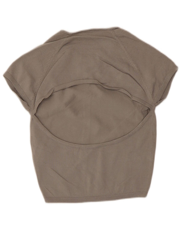 Zara Womens Crop Blouse Top UK 14 Large Gris Viscose