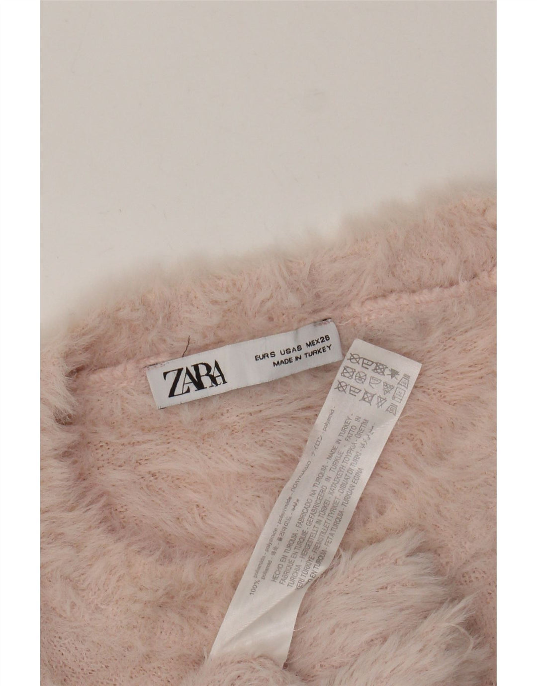 ZARA Femme Crop Crew Neck Jumper Pull UK 10 Petit Rose Polyamide