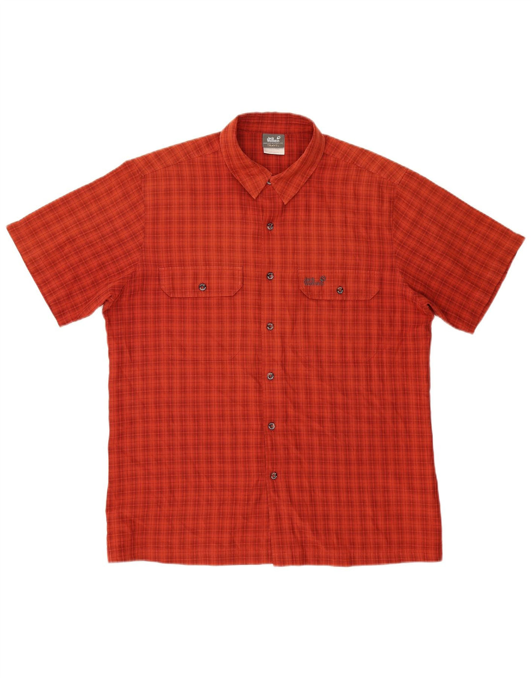 JACK WOLFSKIN Chemise à manches courtes pour hommes UK 40/42 Grand carreaux rouges Polyester