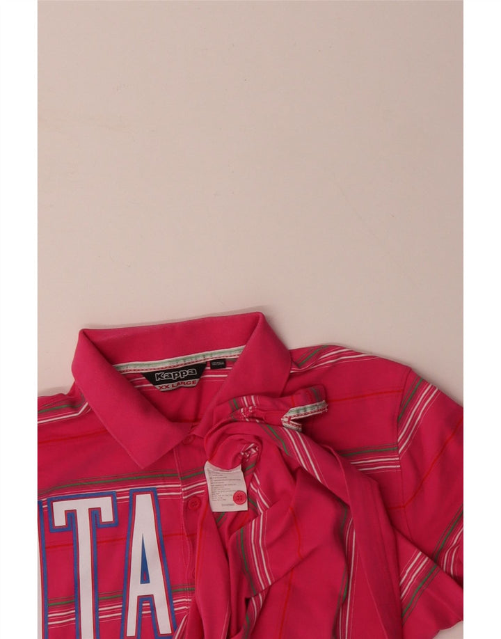 KAPPA Polo Graphique Italia 2XL Homme Rose Rayé Coton
