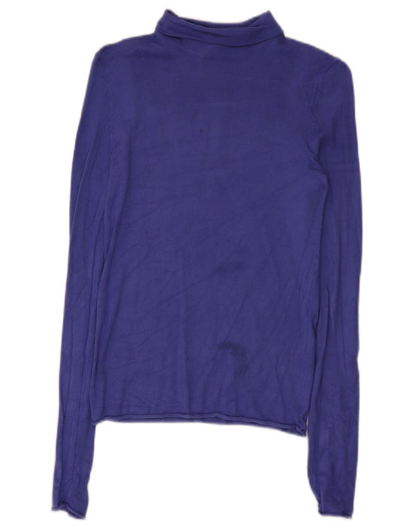 Zara Femme Top Manches Longues UK 8 Small Violet Viscose